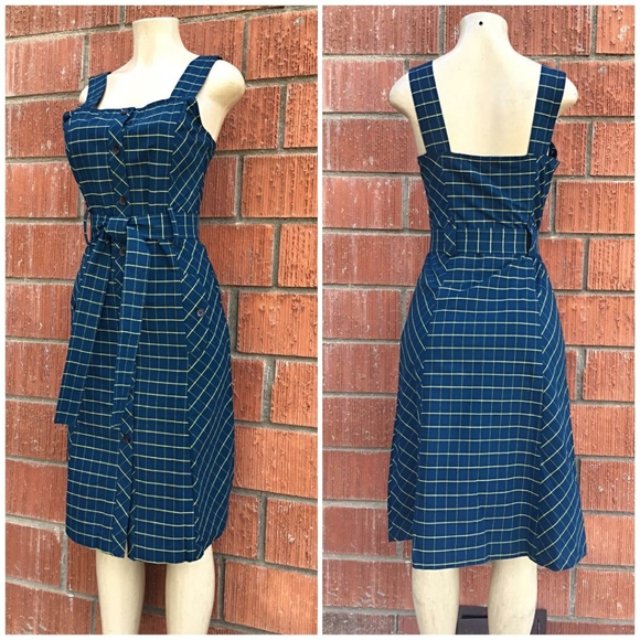 LAST 1❗CURRENT AIR Anthro Dark Teal / Yellow Dress - Picture 3 of 8